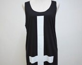 White Inverted Cross (Size M) : Symbol t-shirt tank top Tunic Unisex Shirt Vest Women Sleeveless men Singlet Dark Gray Black T-Shirt
