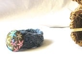 Blue Hand Knit Cabled Bracelet Cuff Womens Teens