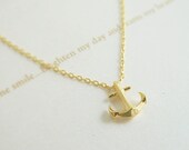 Cute gold plated anchor pendant necklace, anchor necklace, everyday jewelry, bridesmaid jewelry, valentines day