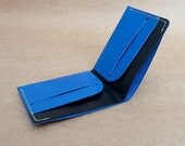 Blue Leather Bifold Wallet - Made in USA - minimalist wallet - card holder - men wallet - women wallet