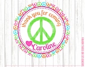 LOVE PEACE PARTY Personalized favor Tags or Stickers Printable d.i.y. pdf : (438)