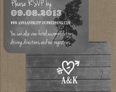 Rustic Gray Pine Wedding invitation RSVP Cards