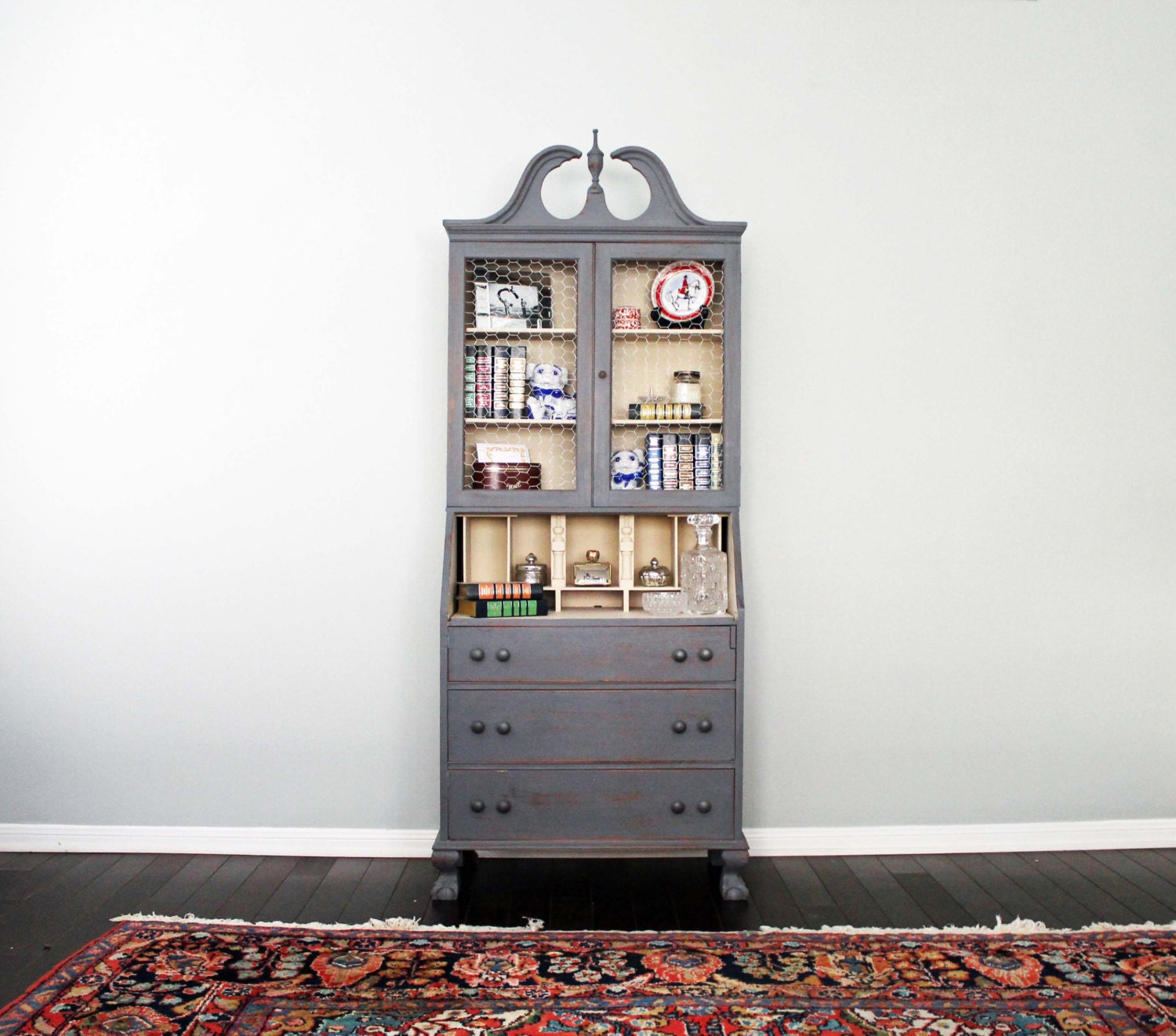 SOLD Vintage Painted Secretary Mail Hutch