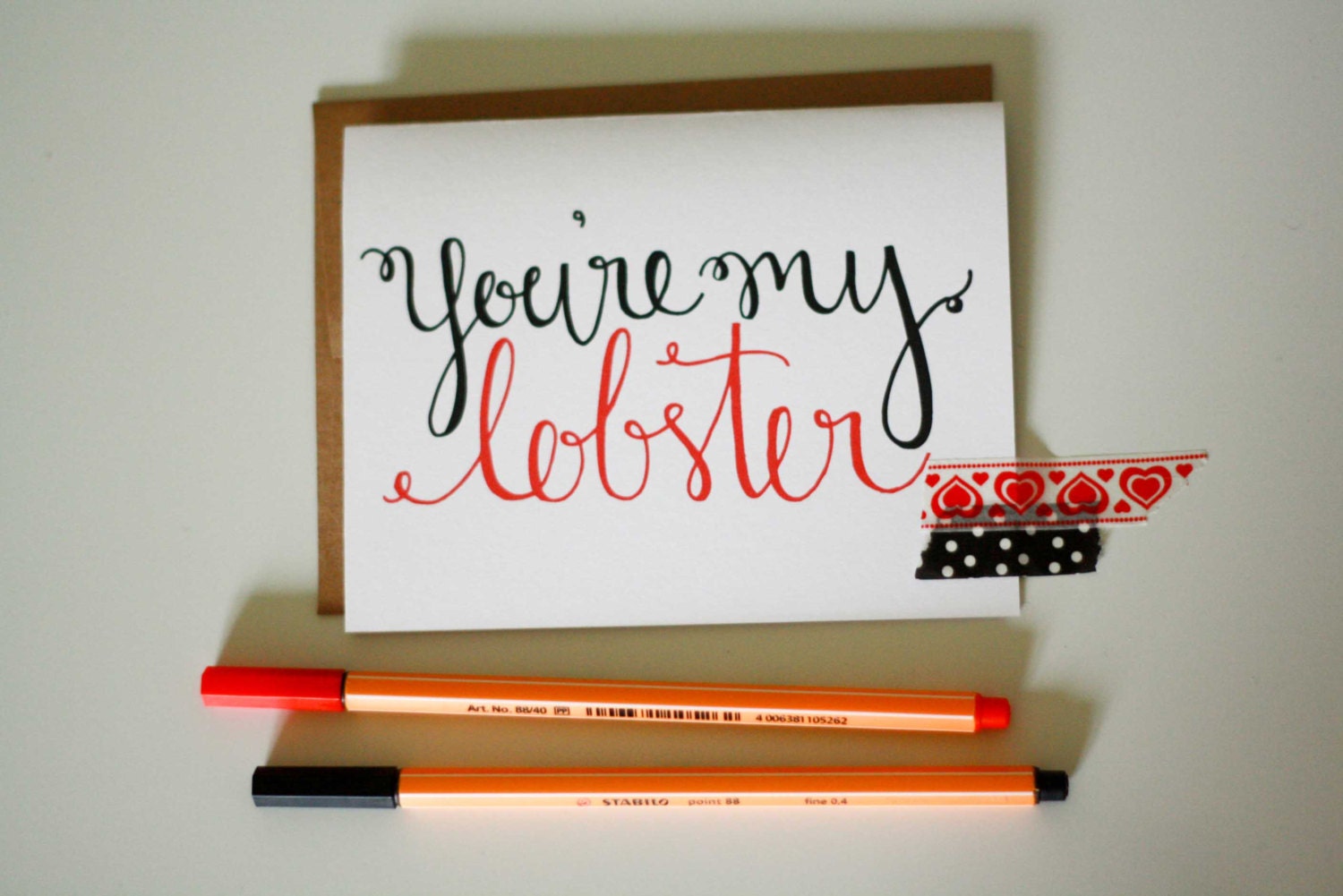 You're my Lobster Hand Lettered card