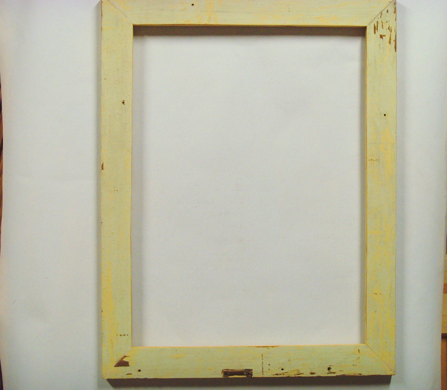 18x24 Window Trim, Reclaimed Wood Frame- Chippy Green and Yellow, One-of-a-kind