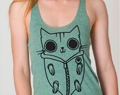 SMALL Cat Fish Tri-Blend American Apparel Racerback Tank // TRI-LEMON