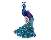 Peacock - 8x10 inch print of original artwork - portrait in orientation