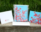 Beach Photograph Card Set- Tropical Print - Ocean and Petals- Blank Card Set with Envelope- for Thank you, Birthday, gift,etc. - Set of 8