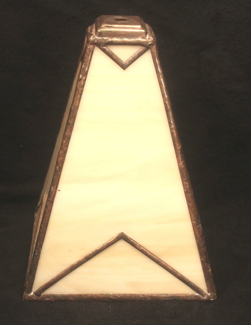 Vintage Stained Glass and Copper Lamp Shade - Handmade