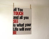 Typography print poster, quote printed with a vintage letterpress, old school graphic design