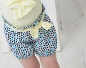 Girls shorts Bubble shorts Summer linen shorts White brown blue dot Children clothing
