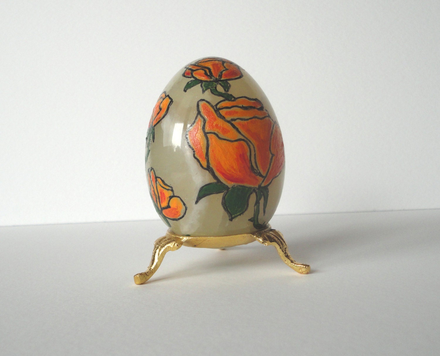 Home Decoration Easter  decoration  Easter egg  Hand painted  egg Flowers  Easter egg Natural stone egg - decorartarina