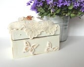 Wedding wooden box Greetings wedding box Jewelry box Retro art  Gift ideas OOAK  Shabby chic decor Romantic  box Knitted decoration