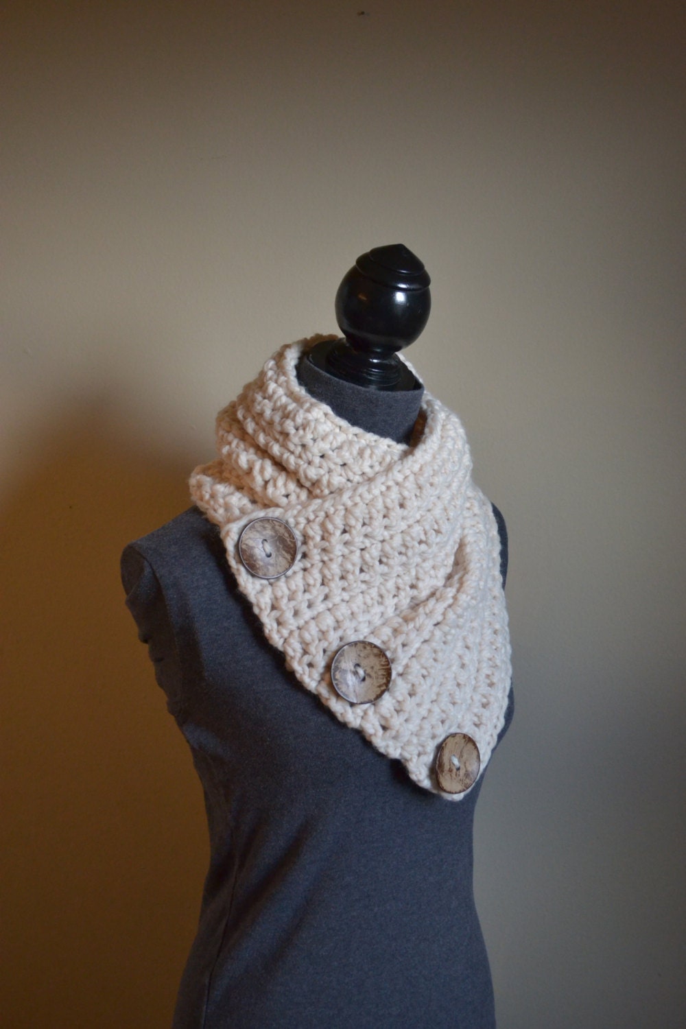 The Wooly Warm Cowl- wool blend, coconut buttons, more colors and button options available