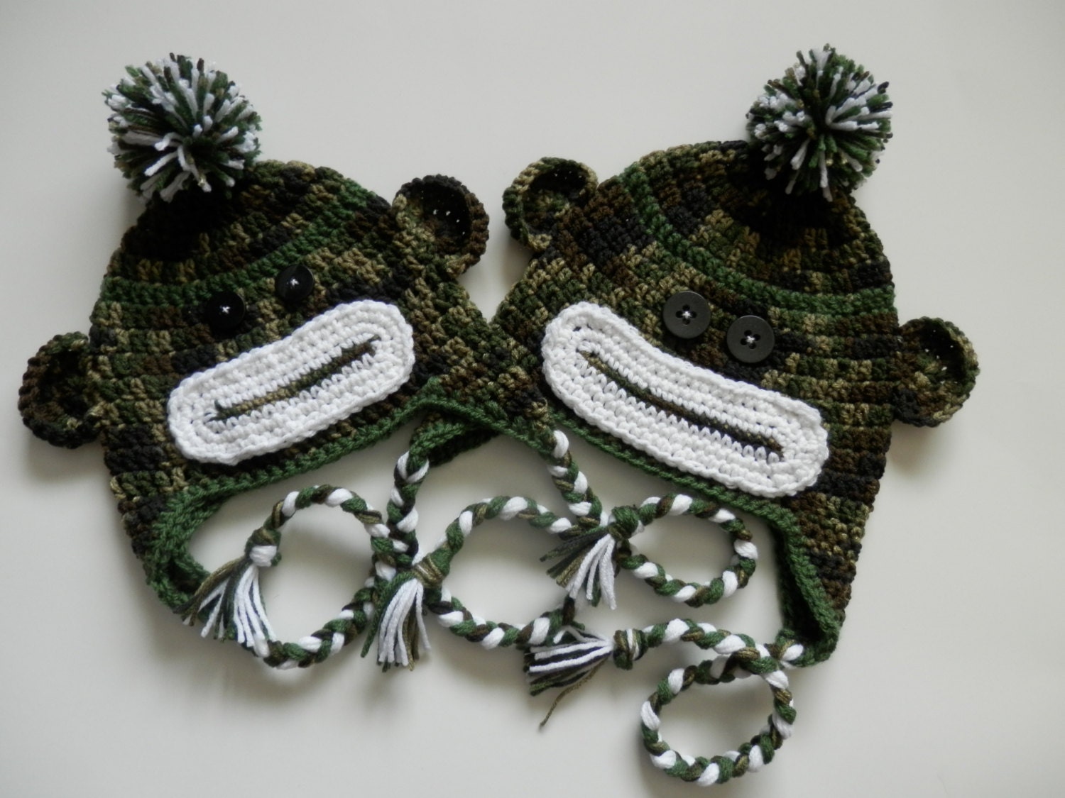 Crochet  Handmade Camouflage Sock  Monkey Hat Baby  Children Kids Adult  Animal Boy Girl Animal