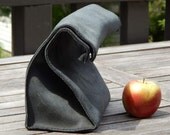 HANDMADE LEATHER TOTE Bag by Little Lion Man -  Slate Grey Suede Lunch Book Bag Carry-All Luggage Grocery Messenger Hip Hand Stitched