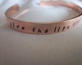 stackable hand stamped bracelet "live the life you have imagined"