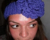 Women / Ladies Purple Big Crochet Flower Headband Handmade Beach Summer Winter Wedding Party