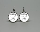 Silver Glass Dangle Drop Earrings with Where the Wild Things are Inspired "Ill eat you up i love you so"