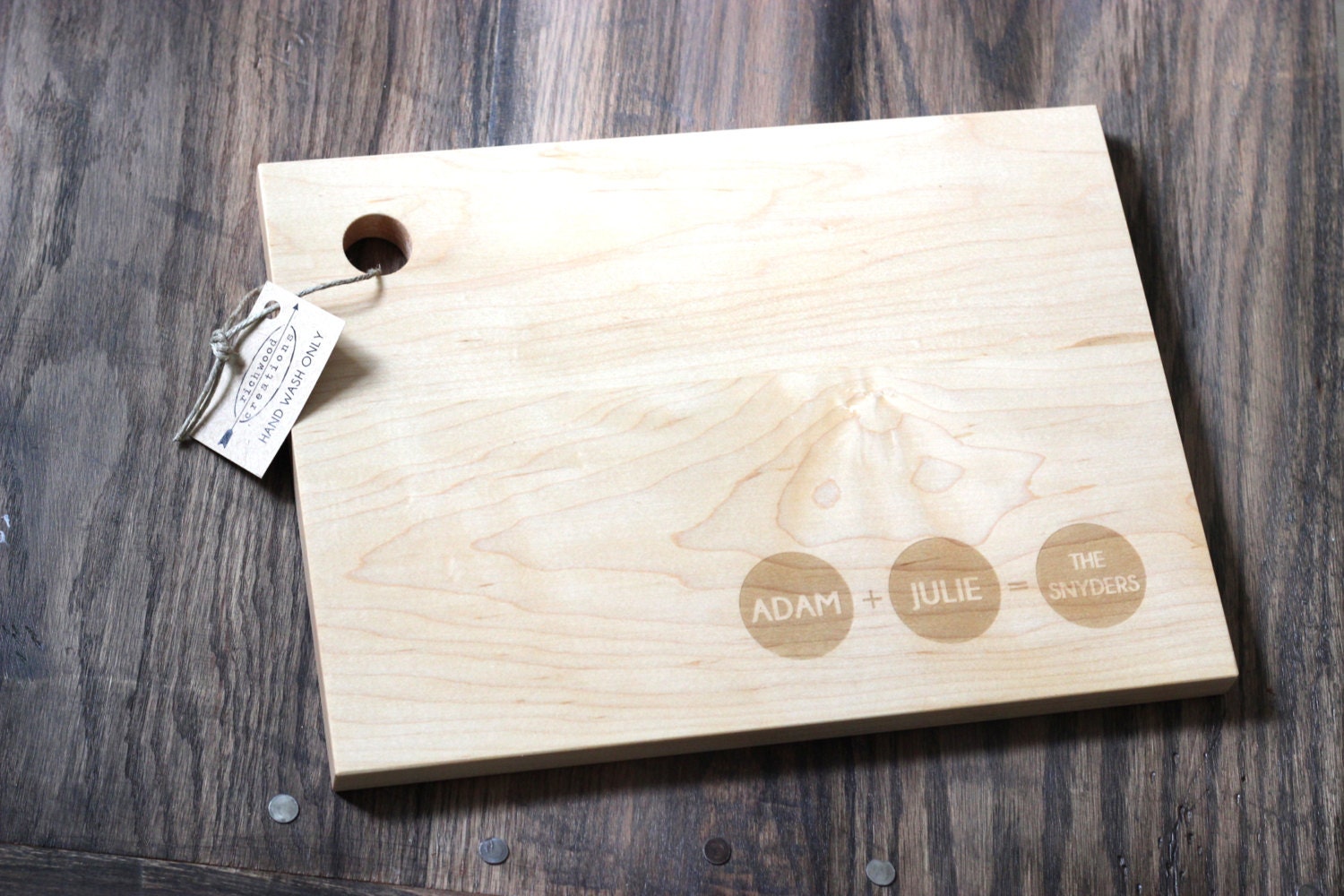 16" x 11" Custom Engraved Wood Cutting Board - Circular Family Addition Design