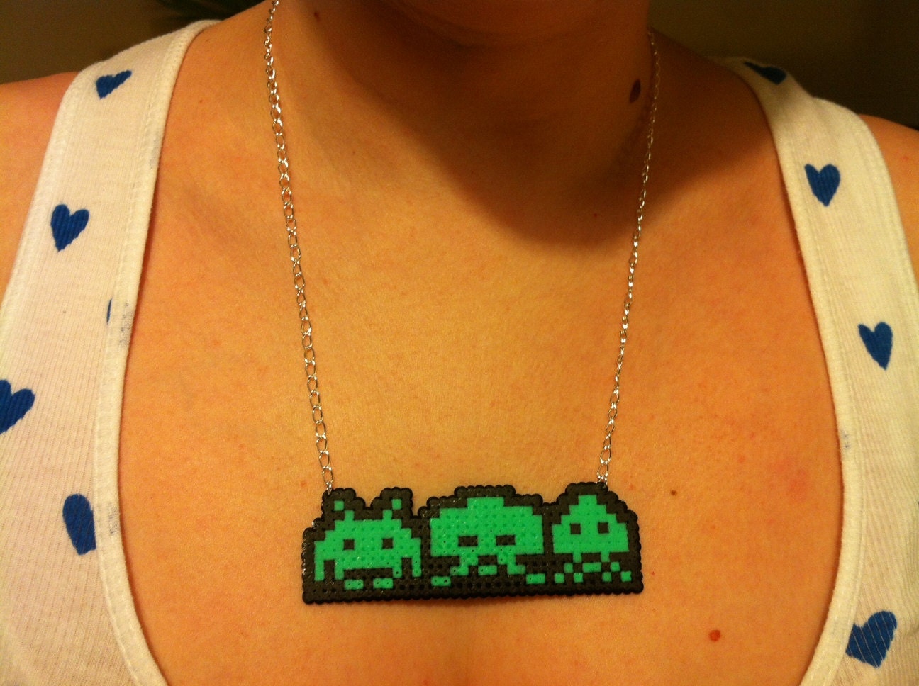 Atari Space Invaders Pixelated Necklace - For Retro Gamers