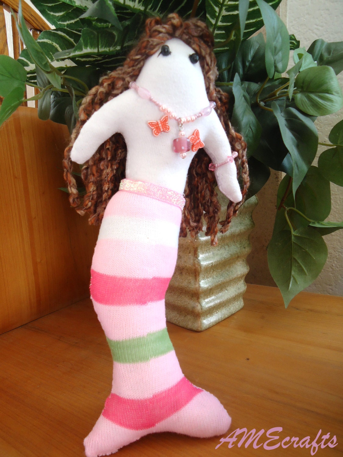 Handmade fantasy beauty mermaid pink girl T-D-006