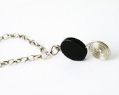 Black Round Flat Onyx Bead Pendant Necklace Birthstone Jewelry December Women Minimalist Fashion by SteamyLab