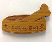 I Love My Dog - Dog Bowl Wooden Fridge Magnet