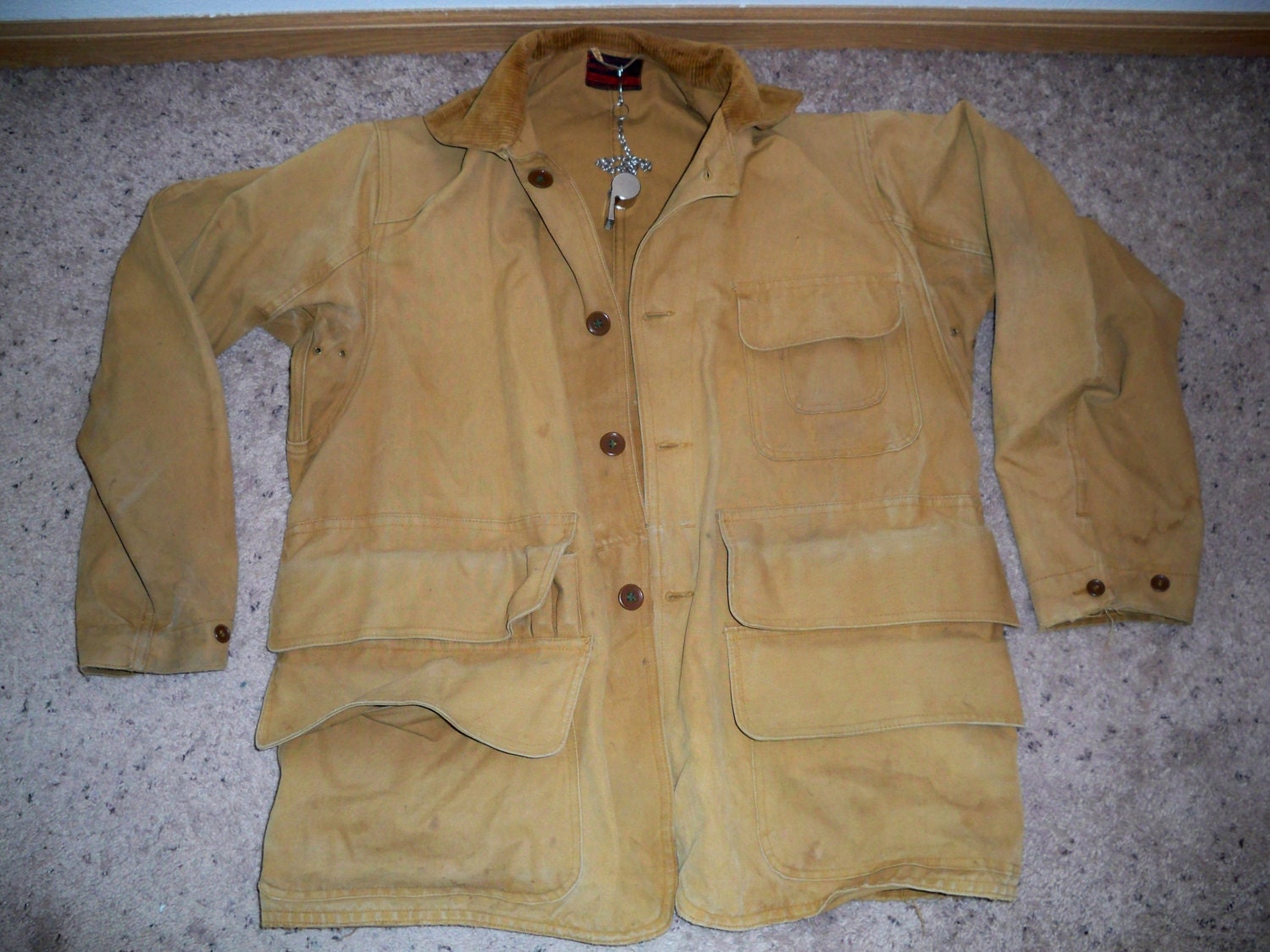 Vintage MONTGOMERY WARD "Western Field" Chore Hunting Brown Duck Cloth Jacket Size men's 42 Made in USA