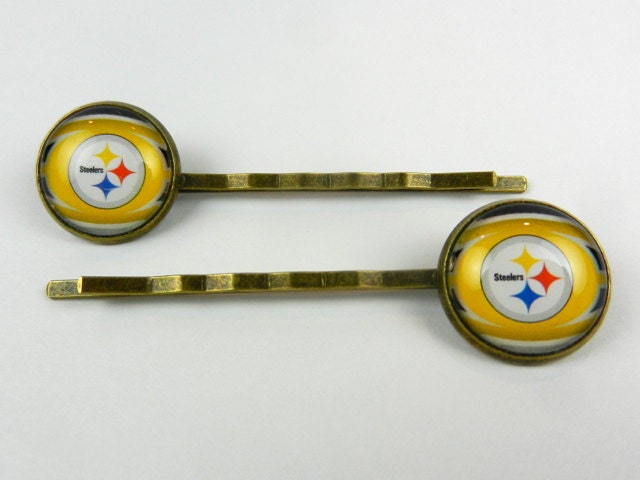 Pittsburgh Steelers Glass Bobby Pins, Images Cut From Trading Cards
