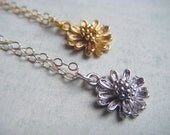 Simple pendant , silver flower pendant gold flower pendant flower charm  bridesmaid gift , layer necklace , minimal jewelry everyday jewelry