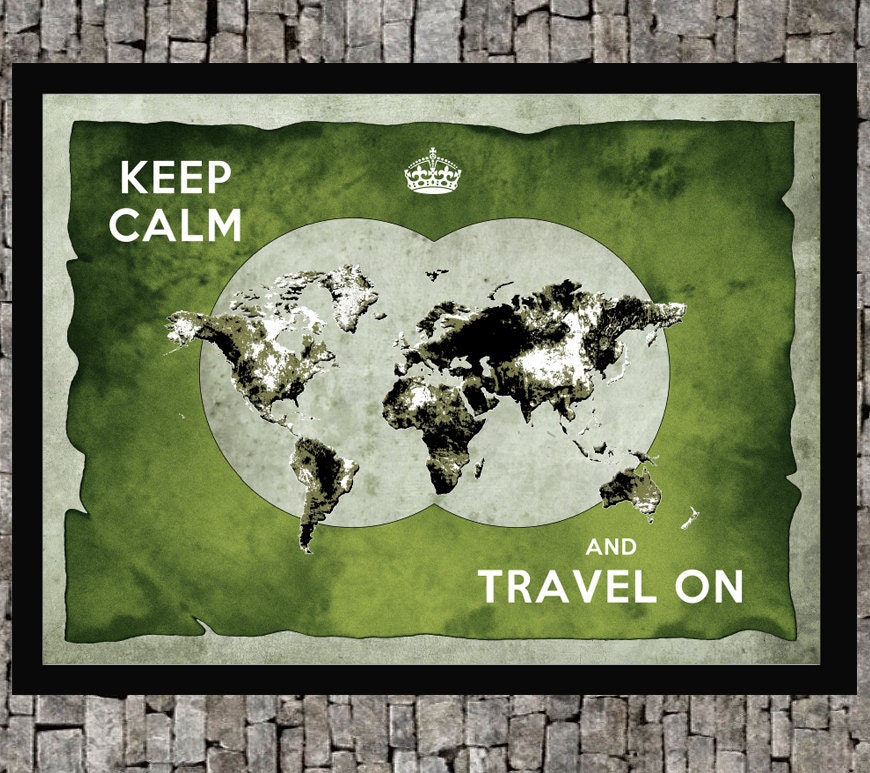 WORLD MAP poster illustration - Photo quality giclee antique dictionary page art print - Digital world map keep Calm Wall art print poster.