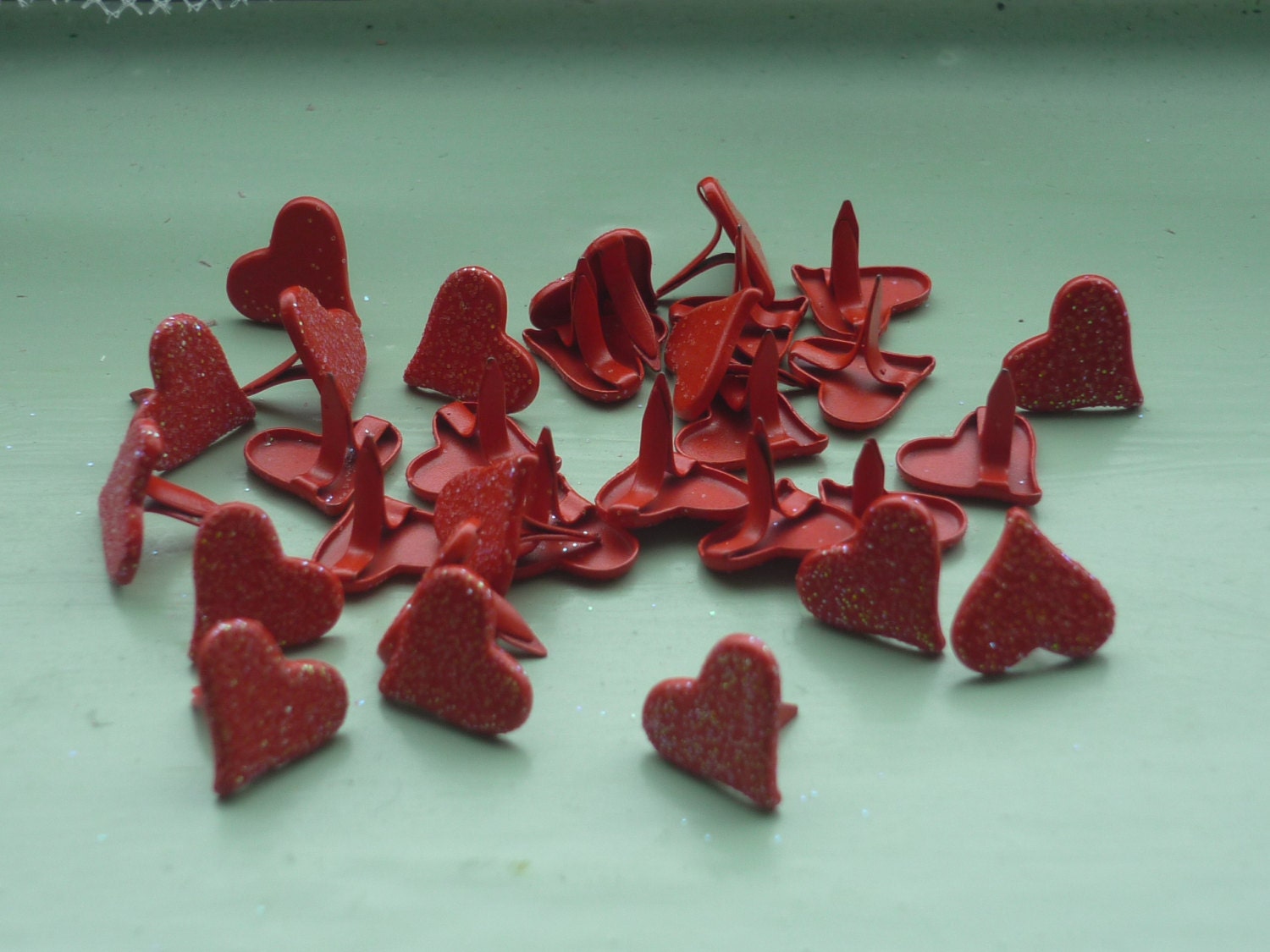 30 Heart Shaped Brads - 10mm across