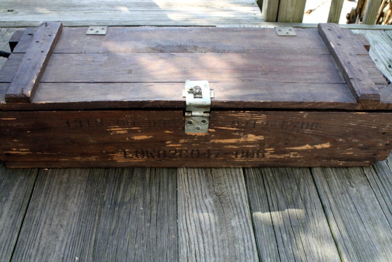 Military Ammo Box. Vintage Wood Ammunition by CreekLifeTreasures