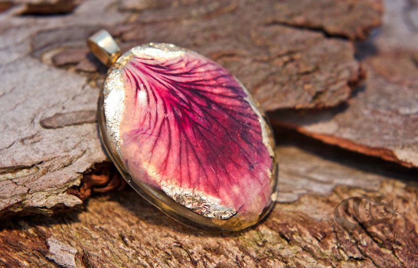 Pink Necklace. Gold Leaf. Nature. Botanical Jewelry.Pretty Gift. Ethereal. Gilded. Aanraku Bail. Irish. Handmade. Summer