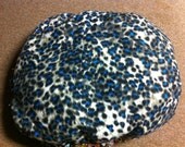 New Style no sew pet cloud bed, one side cozy fleece, one side crisp cool cotton  retro owls and blue cheetah