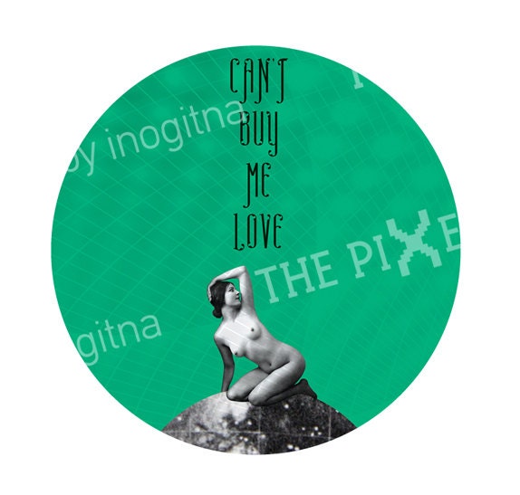 Can't buy me Love (Rocking Love series), 2 inch circles, Digital Collage Sheet, Download and Print, Jpeg, 011 - ThePixelFiles
