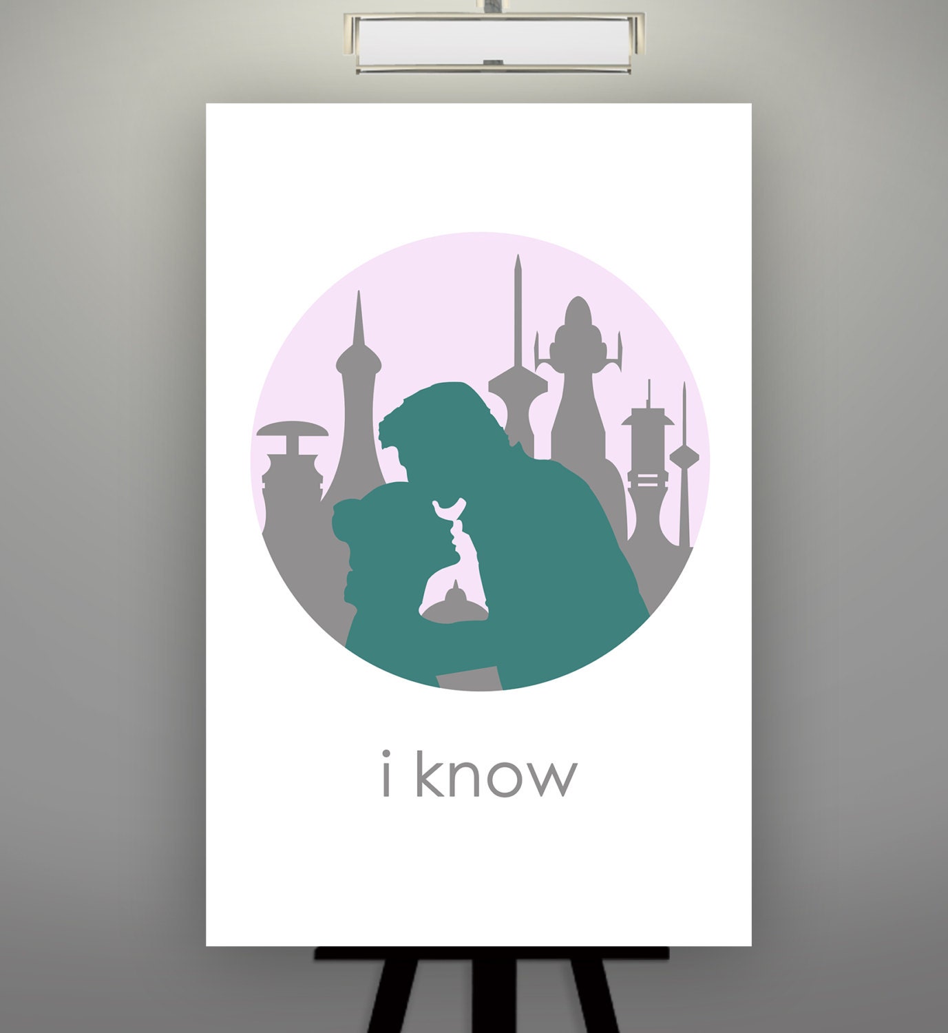Star Wars Inspired "I Know" 11X17 Signed Minimalist Art Print Poster Han Solo Princess Leia Cloud City I Love You I Know