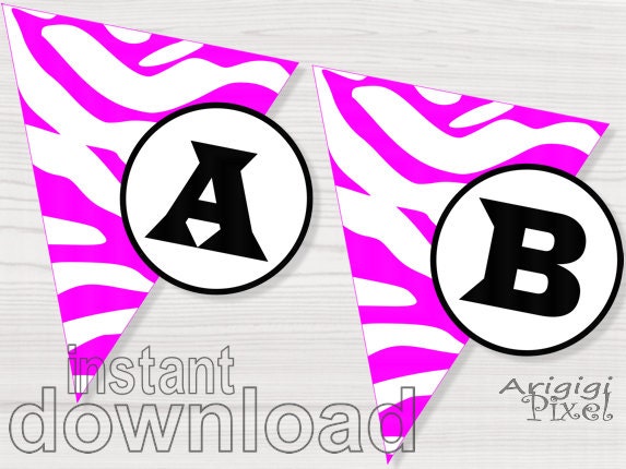 Printable Circle Alphabet Number Black White for Personalized Party Banner instant download Il_570xn