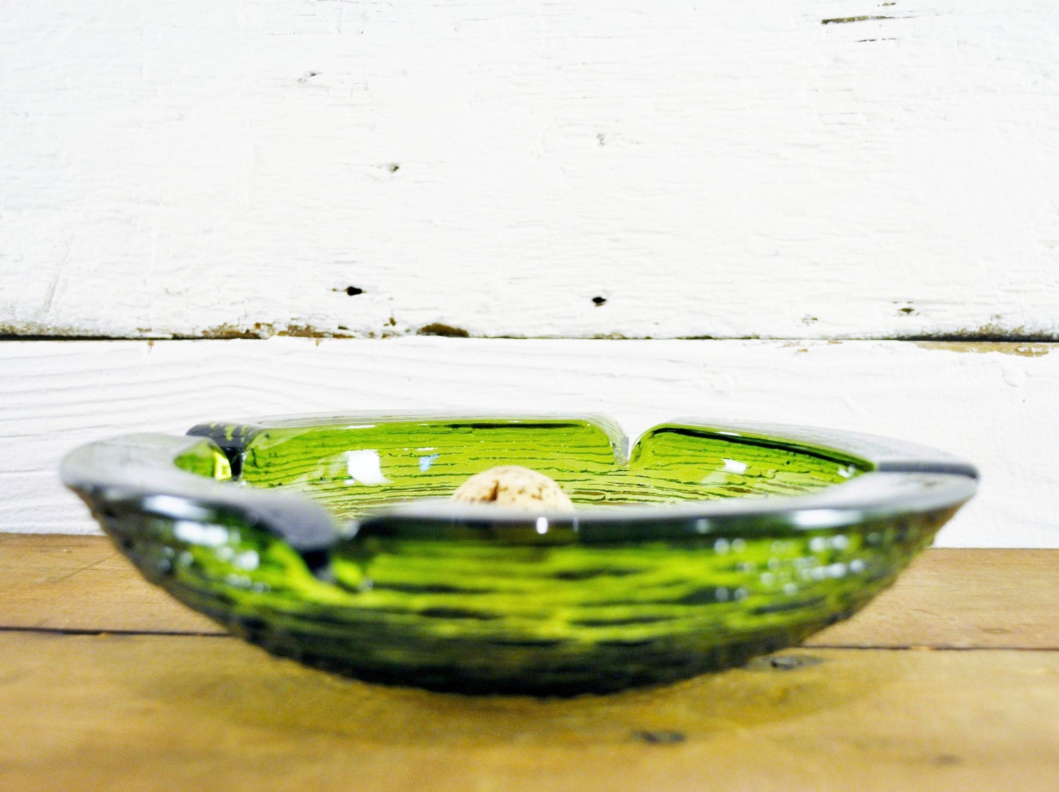 Buy cigar company gifts - Vintage, Christmas, Green, Holiday, Green Glass, Ribbed Glass, Unique, Cigar Tray, Glass Ashtray, Hostess, Gift, Under 25.