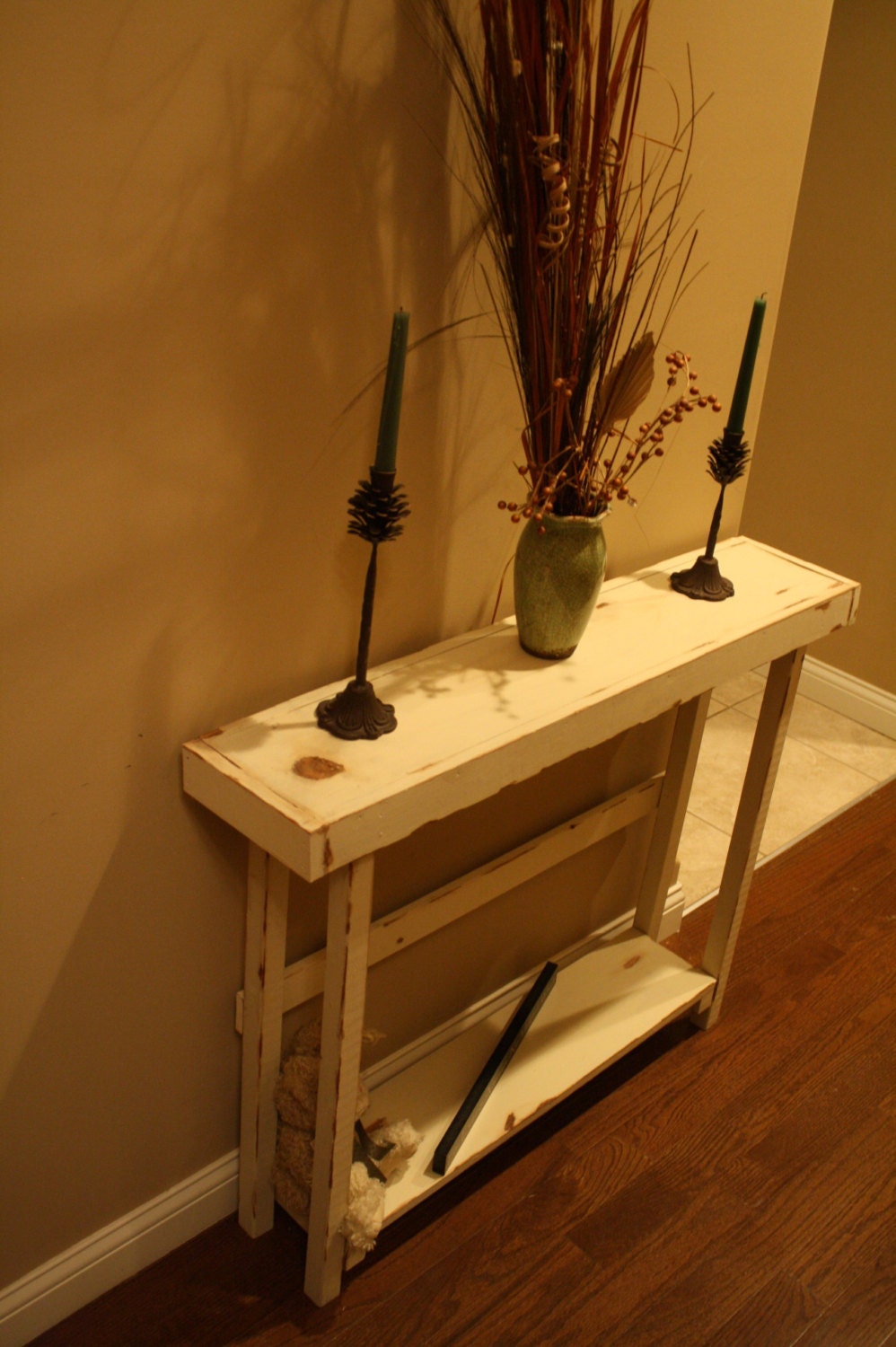 Shabby Chic Distressed Country White SOFA HALL Table Custom Made Sizes To Order Different Colors Upon Request