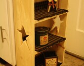 Primitive STAR Sided Natural Wood Book Shelf Small Bookcase Bathroom Hall Entry Kitchen Crafts 8wx16.25lx30.5h Custom Sizes Colors Available