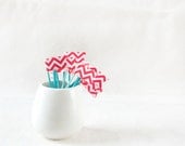 24 Red Chevron & Teal Washi Tape Cake Topper, wedding cake topper, engagement topper, birthday topper, baby shower topper, tea party