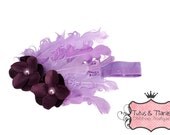 Luxury Couture Lavender & Purple Feathers Flower Baby Headband for Little Girls Spring Easter Fancy, Wedding, Baby Photo Prop Il_170x135