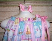 Easter Bunny pillowcase / sack dress (size 6-12 mths, 3)  FREE matching bow