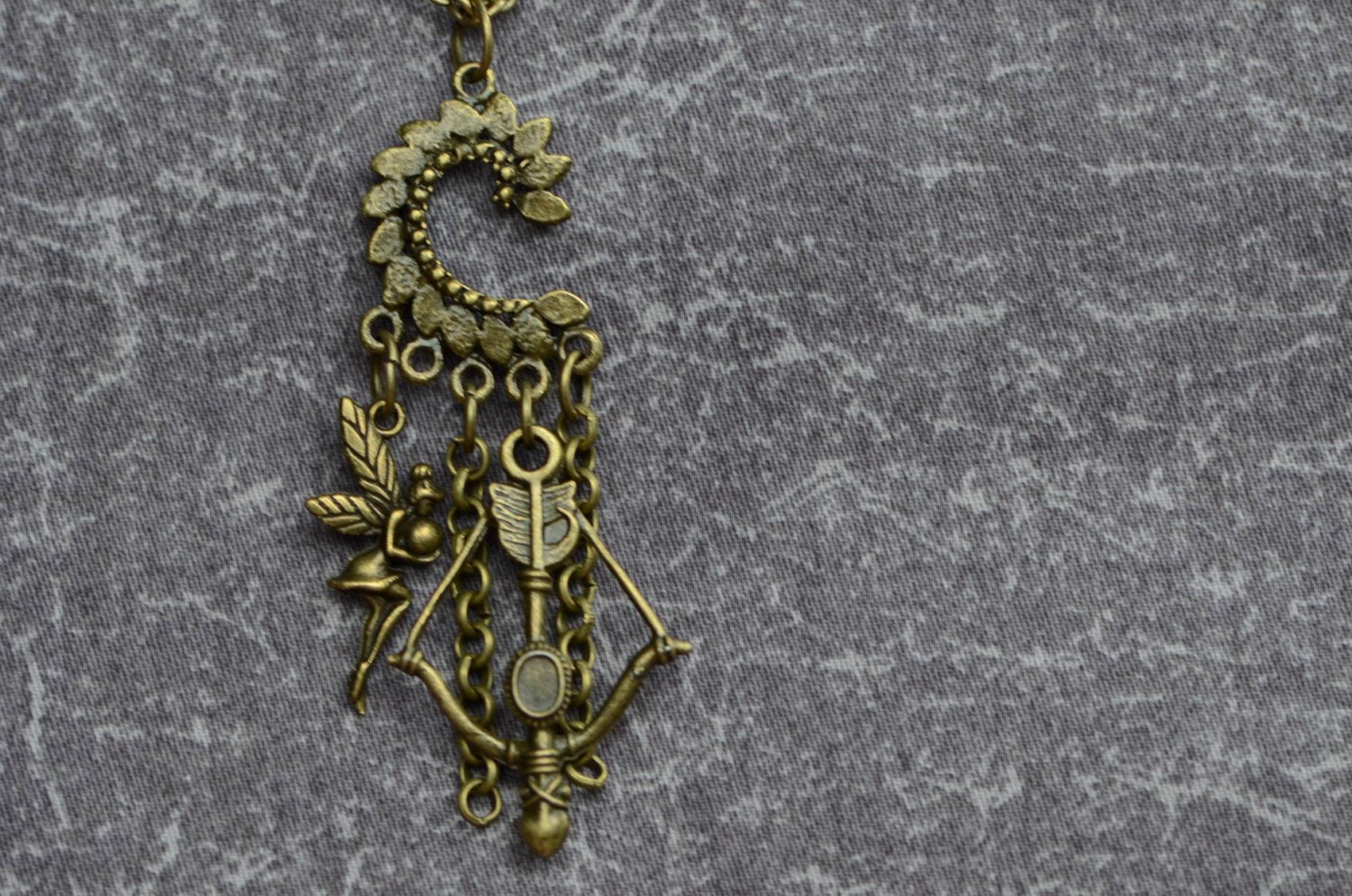 Womens Mens Necklace  Metal  Antique Bronze Necklace Chain Necklace Steampunk  Necklace Charms  Love Angel and Arrow