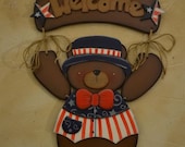 July Fourth Outfit for Welcome Bear, Handmade, Home Decor, Door Hanger, Seasonal, Holiday, Wooden Welcome Bear Clothes