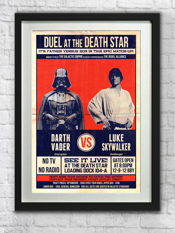 Star Wars Poster, Darth Vader Art Print, Luke Skywalker Printable, Cult Classic, Vintage Inspired, Digital Download, Geeky, Movies, Nerdy