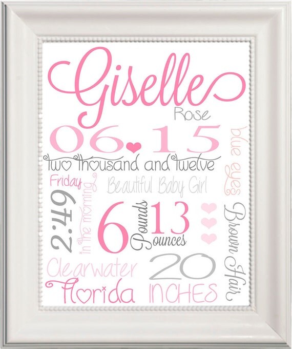 Buy announcements gift ideas - Digital Printable Subway art Typography baby birth announcement great baby gift or a Mothers Day gift idea