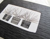 Hand embroidered card with pots and grasses choice of colors